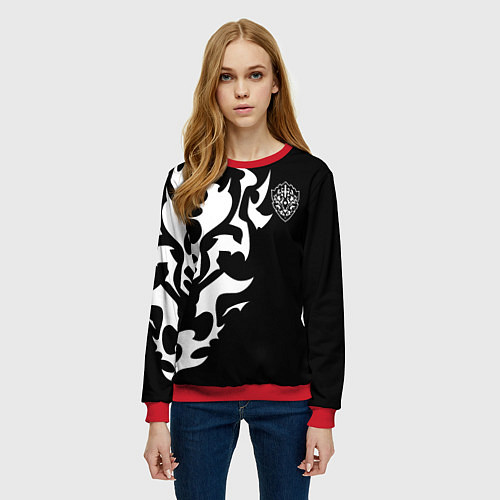 Женский свитшот ПРОКЛЯТЫЙ ЩИТ ВОСХОЖДЕНИЕ ГЕРОЯ / 3D-Красный – фото 3