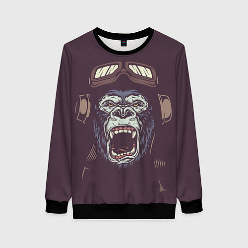 Женский свитшот Орущая горилла / 3D-Черный – фото 1