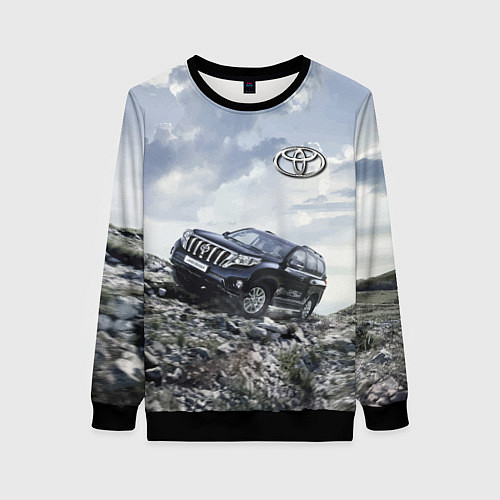 Женский свитшот Toyota Land Cruiser Prado на скальных камнях Mount / 3D-Черный – фото 1