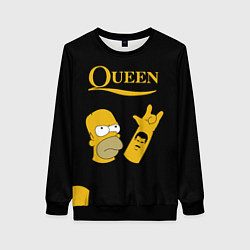 Свитшот женский Queen Гомер Симпсон Рокер, цвет: 3D-черный