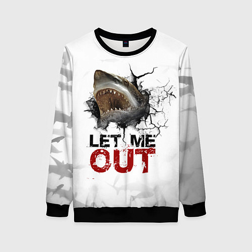 Женский свитшот Акула Let me out - пасть акулы / 3D-Черный – фото 1
