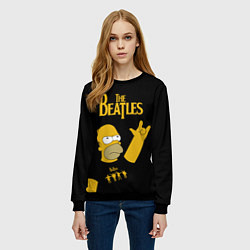 Свитшот женский The Beatles Гомер Симпсон Рокер, цвет: 3D-черный — фото 2