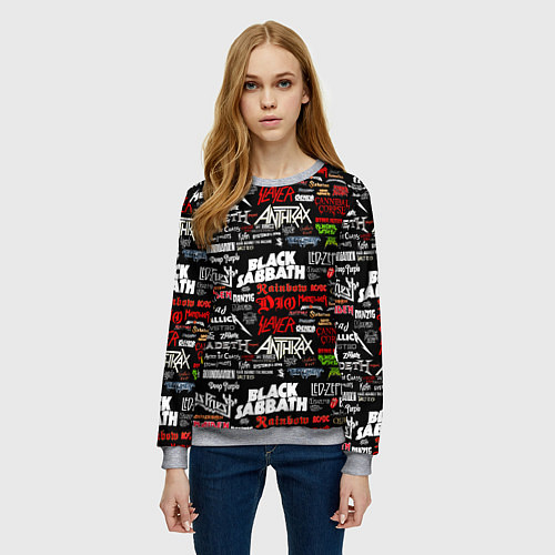 Женский свитшот THE TEXTURE OF MUSICAL ROCK BANDS / 3D-Меланж – фото 3