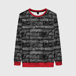 Свитшот женский Стена из черного кирпича Лофт, цвет: 3D-красный