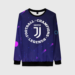 Свитшот женский Символ Juventus и круглая надпись Football Legends, цвет: 3D-черный