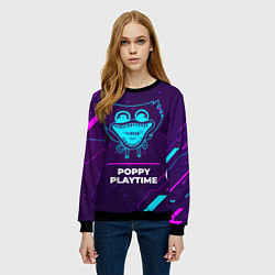Свитшот женский Символ Poppy Playtime в неоновых цветах на темном, цвет: 3D-черный — фото 2