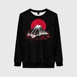 Свитшот женский Гора Фудзи Цветение сакуры, цвет: 3D-черный