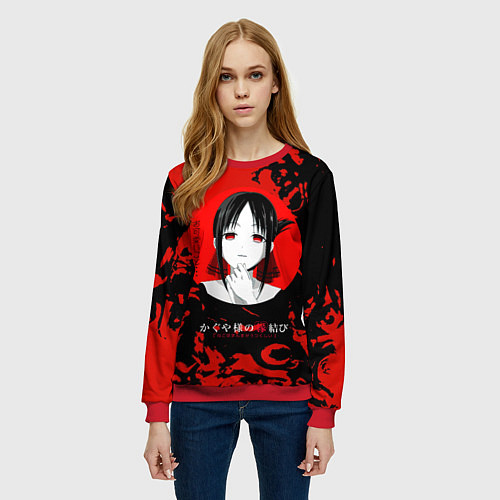Женский свитшот Love is war Госпожа Кагуя Синомия / 3D-Красный – фото 3