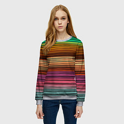 Свитшот женский Multicolored thin stripes Разноцветные полосы, цвет: 3D-меланж — фото 2