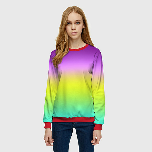 Женский свитшот Multicolored Ombre gradient / 3D-Красный – фото 3