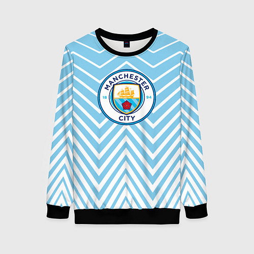Женский свитшот Манчестер сити белые волну / 3D-Черный – фото 1