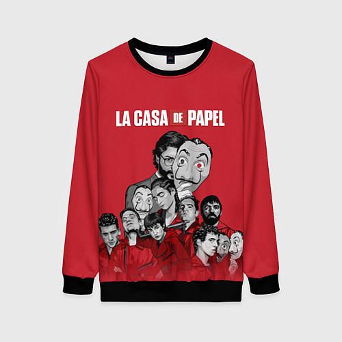 Женский свитшот Бумажный дом персонажи / 3D-Черный – фото 1