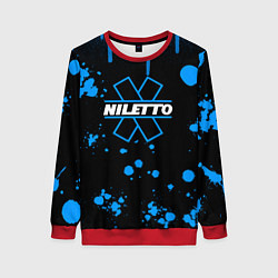 Свитшот женский Нилето niletto потёки и капли краски, цвет: 3D-красный