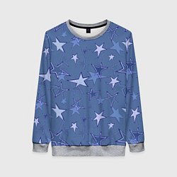 Свитшот женский Gray-Blue Star Pattern, цвет: 3D-меланж