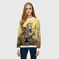 Свитшот женский Крутая девчонка в стиле Стимпанк, цвет: 3D-белый — фото 2