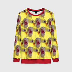 Свитшот женский Попугай Корелла Орёт Мем, цвет: 3D-красный