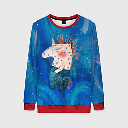 Свитшот женский Конь в звездочках, цвет: 3D-красный