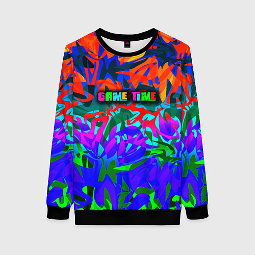 Женский свитшот Game time Абстрактный пятнистый узор / 3D-Черный – фото 1