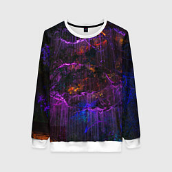 Свитшот женский Неоновые лучи и листья - Фиолетовый, цвет: 3D-белый