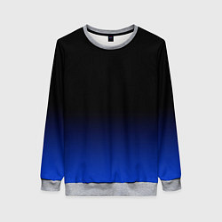 Свитшот женский Черный с синим градиент, цвет: 3D-меланж
