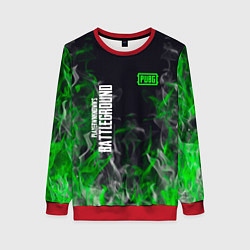 Свитшот женский Pubg - зелёное пламя, цвет: 3D-красный