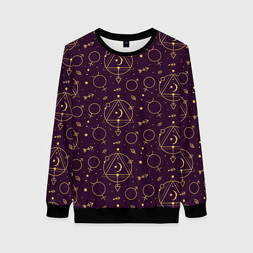 Женский свитшот Эзотерическая символика - знаки алхимии / 3D-Черный – фото 1