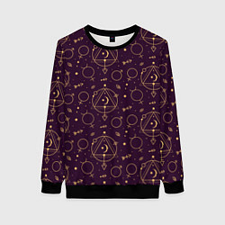 Свитшот женский Эзотерическая символика - знаки алхимии, цвет: 3D-черный