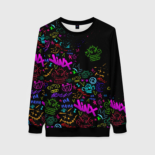 Женский свитшот League Of Legends неон - Arcane logo / 3D-Черный – фото 1