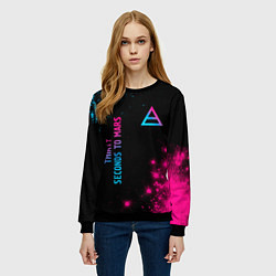 Свитшот женский Thirty Seconds to Mars Neon Gradient, цвет: 3D-черный — фото 2