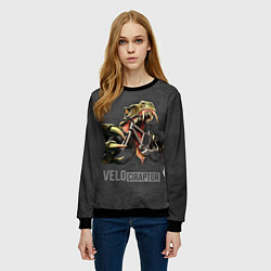 Свитшот женский ВЕЛОцираптор мелового периода - Турок, цвет: 3D-черный — фото 2