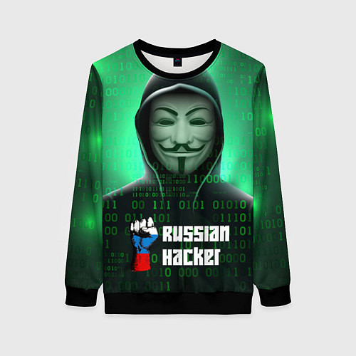 Женский свитшот Russian hacker green / 3D-Черный – фото 1