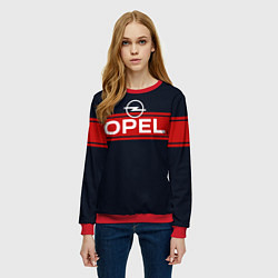 Свитшот женский Opel blue theme, цвет: 3D-красный — фото 2