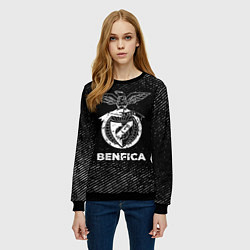 Свитшот женский Benfica с потертостями на темном фоне, цвет: 3D-черный — фото 2