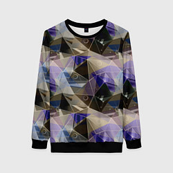 Свитшот женский Полигональный абстрактный: бежевый, коричневый, си, цвет: 3D-черный