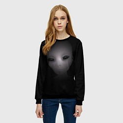 Свитшот женский Взгляд пришельца, цвет: 3D-черный — фото 2