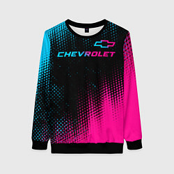 Свитшот женский Chevrolet - neon gradient: символ сверху, цвет: 3D-черный