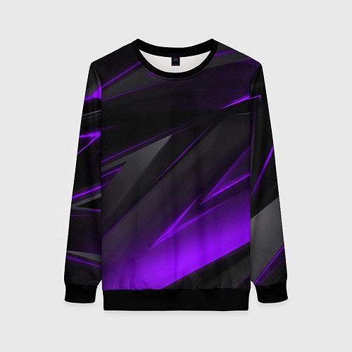 Женский свитшот Черно-фиолетовая геометрическая абстракция / 3D-Черный – фото 1