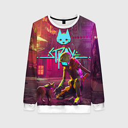 Свитшот женский Stray - cat & robot, цвет: 3D-белый