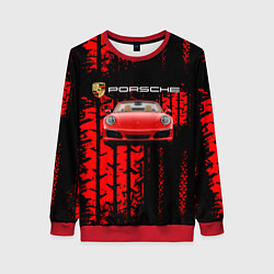 Свитшот женский Porsche - авто, цвет: 3D-красный