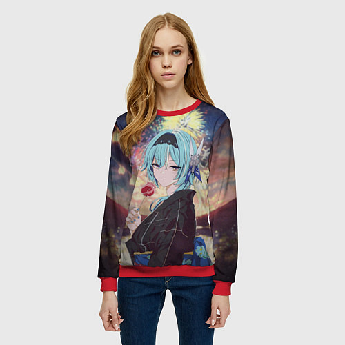 Женский свитшот Genshin Impact - Eula Inazuma / 3D-Красный – фото 3