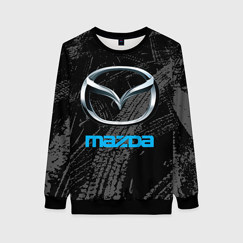 Женский свитшот Mazda - следы шин / 3D-Черный – фото 1
