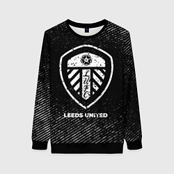 Свитшот женский Leeds United с потертостями на темном фоне, цвет: 3D-черный