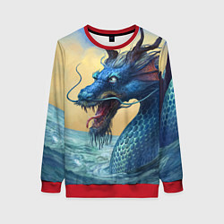 Свитшот женский Японский Дракон В Воде, цвет: 3D-красный