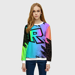 Свитшот женский Roblox neon logo, цвет: 3D-белый — фото 2