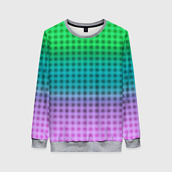 Свитшот женский Gradient lilac green plaid, цвет: 3D-меланж
