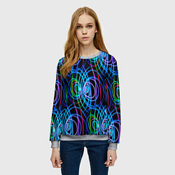 Свитшот женский Неоновые завитки, цвет: 3D-меланж — фото 2