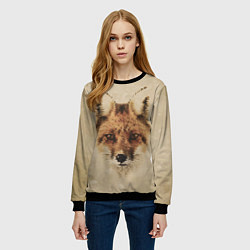 Свитшот женский Полигональная голова лисы, цвет: 3D-черный — фото 2