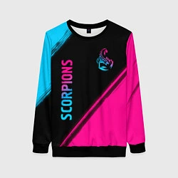 Свитшот женский Scorpions - neon gradient: надпись, символ, цвет: 3D-черный