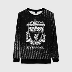Свитшот женский Liverpool с потертостями на темном фоне, цвет: 3D-черный