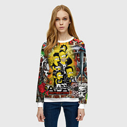 Свитшот женский Simpsons & Punks not dead! Motto!, цвет: 3D-белый — фото 2